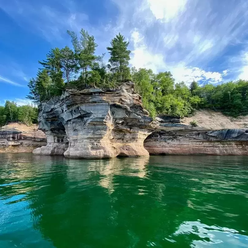 Beautiful rock formations above the water's edge.