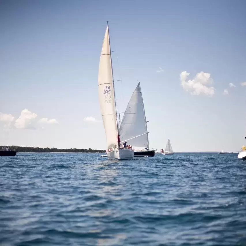 Sailboats sailing on Lake Michigan